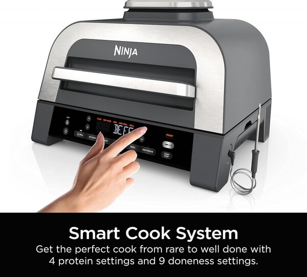 Електрическа скара 6в1 Ninja Foodi Smart DG551EU, 1760W, 6 режима на готвене, Фритюрник 3.8 л, Съд за готвене 3.8 л, Грил, 260C MAX, Инокс/черен