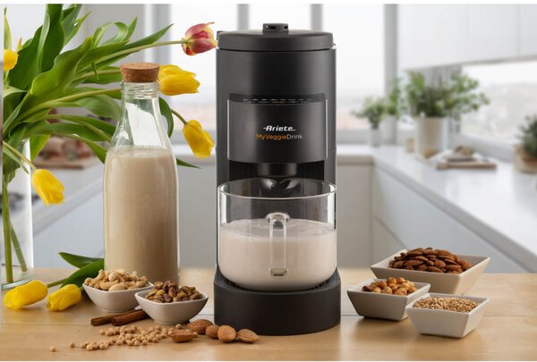 Уред за растително мляко Ariete My Veggie Drink 0650/00, 1200W, 1.5 литра, Самопочистване, Таймер, Черен