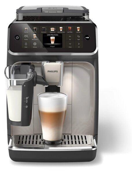 Кафеавтомат Philips EP5547/90 LatteGo, 1500W, 15 bar, 1.8 л, 20 напитки, Керамична мелачка с 12 нива, TFT, AquaClean, SilentBrew, AromaExtract, ExtraShot, Черен/Бежов