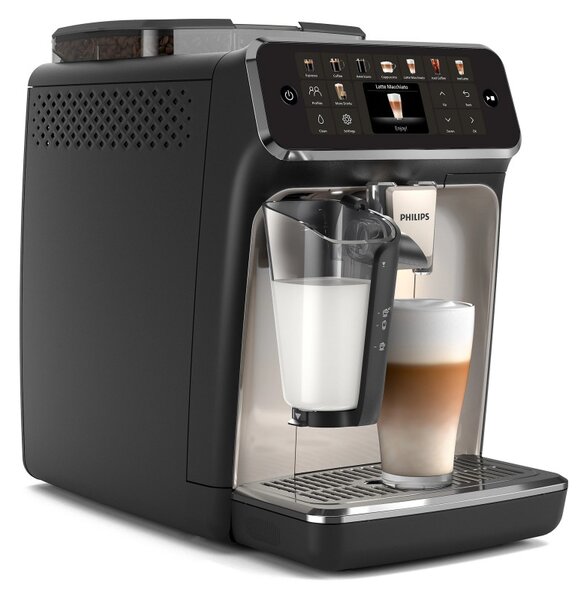 Кафеавтомат Philips EP5547/90 LatteGo, 1500W, 15 bar, 1.8 л, 20 напитки, Керамична мелачка с 12 нива, TFT, AquaClean, SilentBrew, AromaExtract, ExtraShot, Черен/Бежов
