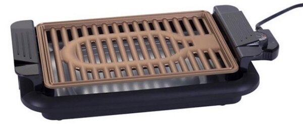 Бездимна скара Oliver Voltz OV51015P, 1200W, 30x21 см, Термостат, Незалепващо покритие, Тава за мазнина, Черен/кафяв