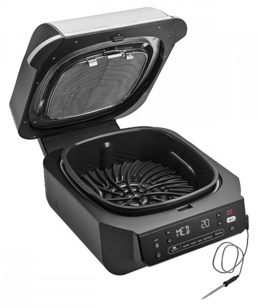 Фритюрник с горещ въздух и грил 5в1 Ninja Foodi Smart EG351EU, 1760W, 5.7 л, До 4 порции, 5 режима, Cyclonic Air, Smart Cook, Керамично покритие, Черен/инокс