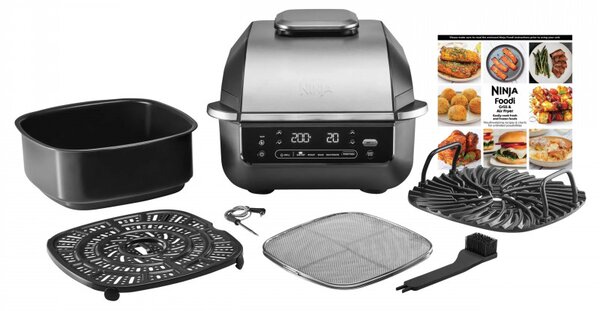 Фритюрник с горещ въздух и грил 5в1 Ninja Foodi Smart EG351EU, 1760W, 5.7 л, До 4 порции, 5 режима, Cyclonic Air, Smart Cook, Керамично покритие, Черен/инокс
