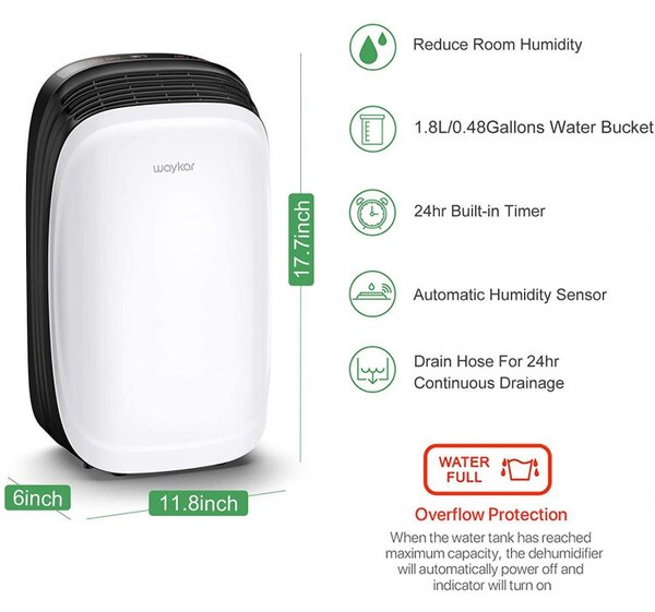 Влагоабсорбатор Attractive TRITON 10, 175W, 1.8 л, 10л/24ч, R290, Таймер, Автоматичен дефрост, Сензор за влажност, Бял/черен