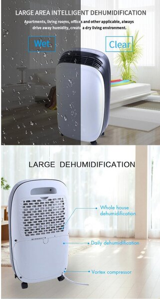 Влагоабсорбатор Attractive TRITON 10, 175W, 1.8 л, 10л/24ч, R290, Таймер, Автоматичен дефрост, Сензор за влажност, Бял/черен