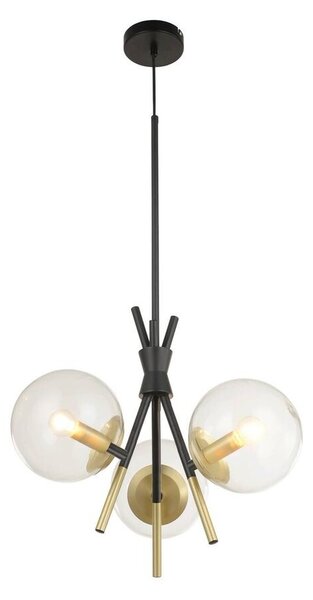 Lucande - Sotiana 3 Round Pendant Black/Brass Lucande