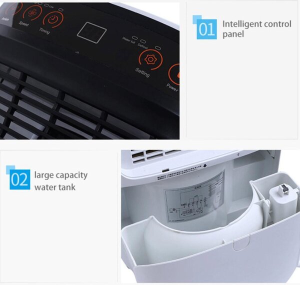 Влагоабсорбатор Attractive TRITON 10, 175W, 1.8 л, 10л/24ч, R290, Таймер, Автоматичен дефрост, Сензор за влажност, Бял/черен