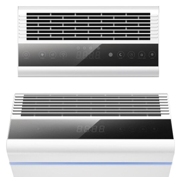 Пречиствател за въздух Attractive Oberon 350, 85W, За до 65 м2, 350 м3/ч, 3 скорости, WiFi, Йонизация, Интелигентни сензори, Дистанционно, Тъчскрийн, Бял/черен