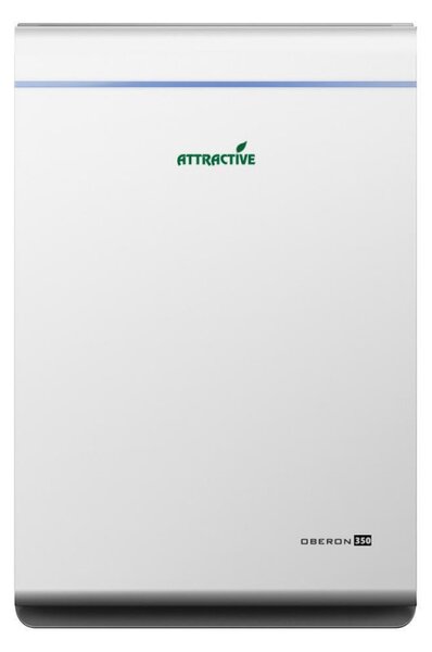 Пречиствател за въздух Attractive Oberon 350, 85W, За до 65 м2, 350 м3/ч, 3 скорости, WiFi, Йонизация, Интелигентни сензори, Дистанционно, Тъчскрийн, Бял/черен