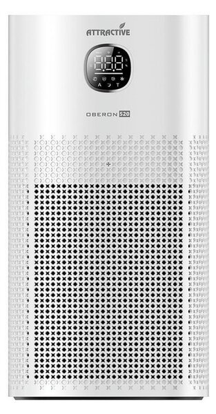 Пречиствател за въздух Attractive OBERON 520, 50W, За до 62 м2, Wi-Fi, 5 скорости, Таймер, Нощен режим, Дистанционно, Интелигентен сензор за замърсяване, Бял