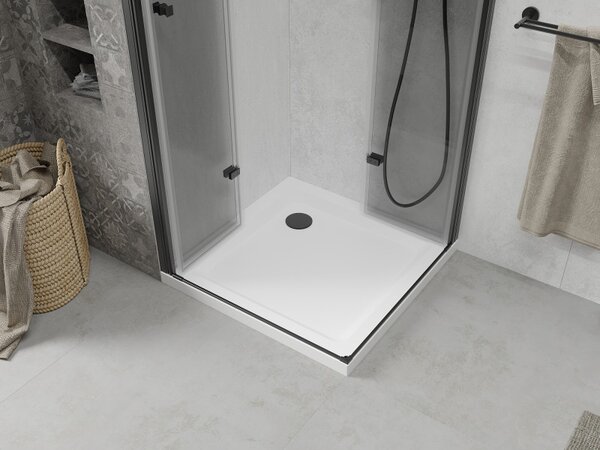 Mexen Lima Duo сгъваема душ кабина 80 x 80 см, прозрачна, черна + корито Flat
