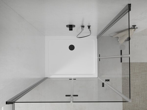 Mexen Lima Дуо сгъваема душ кабина 80 x 70 см, прозрачна, черна + корито Flat