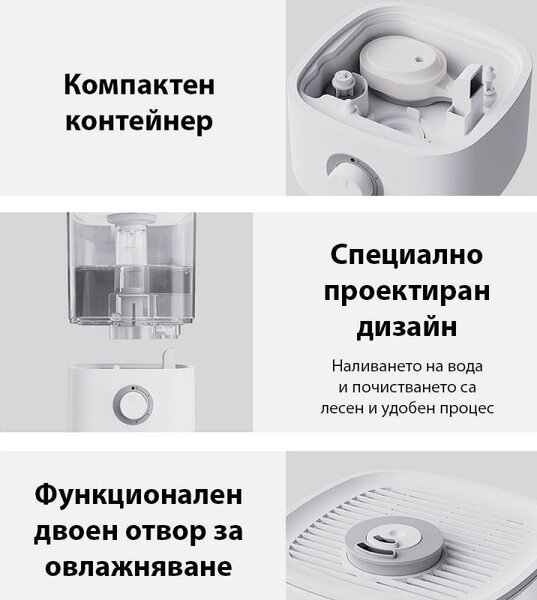 Овлажнител за въздух Xaomi Lydsto F100, До 20 м2, 200 л/ч, 2.5 л, 3 нива, Автоматично спиране, Бял