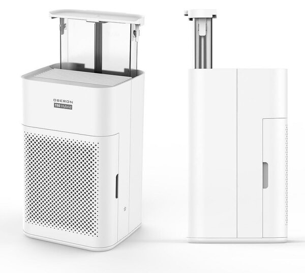 Пречиствател за въздух и овлажнител 2в1 Oberon 110 HYBRID, 21W, За до 15 м2, 110 м³/ч, Wi-Fi, 3 скорости, Карбонов филтър, Нощен режим, Таймер, Бял