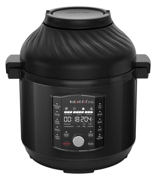 Мултикукър Instant Pot Pro Crisp + Air Fryer 140002701, 1500 W, 7.6 л, 11 програми, Кошница Air Fryer, LCD дисплей, Черен