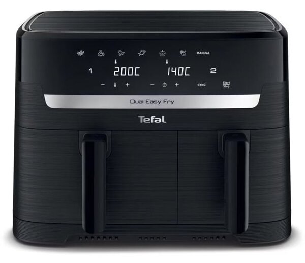 Фритюрник с горещ въздух Tefal EY901N10, 8.3 л. вместимост, 7 програми, двойна кошница, 2700W
