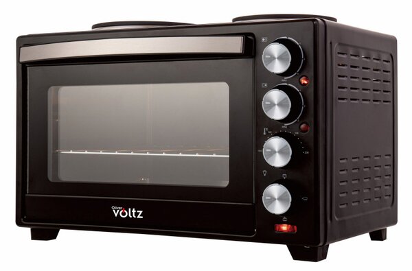 Малка готварска печка Oliver Voltz OV51441F40, 3200W, 2 котлона, 40 л, 100-230C, Двойна стъклена врата, Осветление, Черен