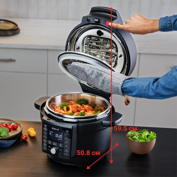 Мултикукър Instant Pot Duo Crisp Ultimate Lid 140005901, 1500W, 6.2 л, 11 програми, Кошница Ultimate Lid, EvenCrisp, Черен