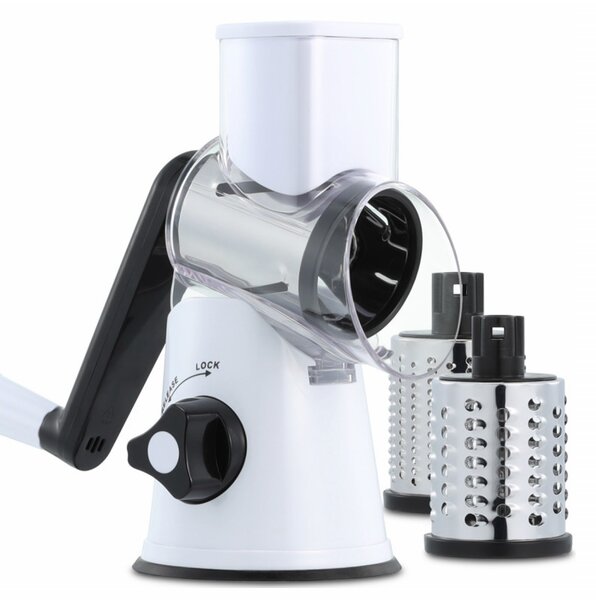 Ренде Izibizi PS-336A, 3 сменяеми приставки, Неръждаема стомана, Вакуумираща основа, Бял