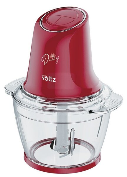 Чопър Oliver Voltz Daisy OV51111W, 600W, 1 литър, Двоен стоманен нож, Стъклена купа, Червен