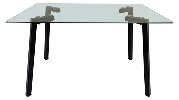Маса TITTA стъклен плот с черен метален крак 120x70x75см