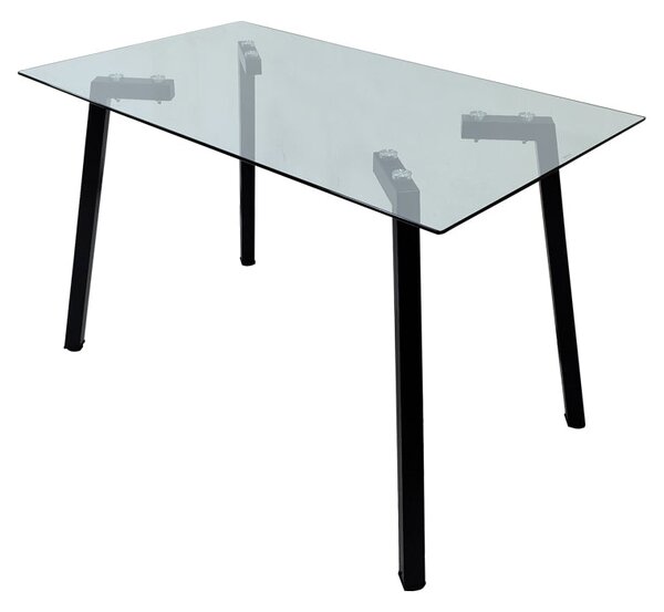 Маса TITTA стъклен плот с черен метален крак 120x70x75см