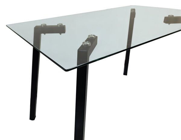 Маса TITTA стъклен плот с черен метален крак 120x70x75см