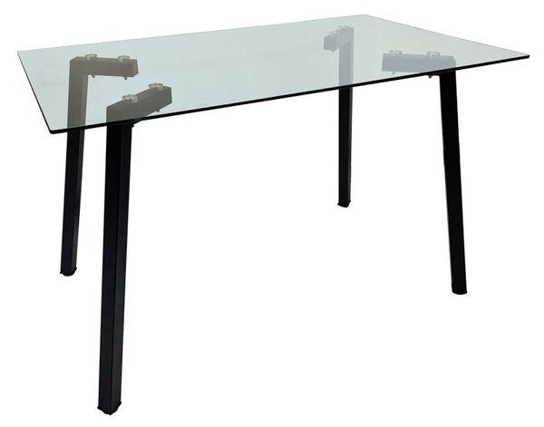 Маса TITTA стъклен плот с черен метален крак 120x70x75см