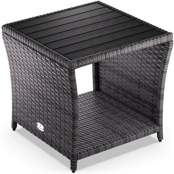 Сива странична маса от полиротанг CASARIA® 45 × 45 × 40 cm