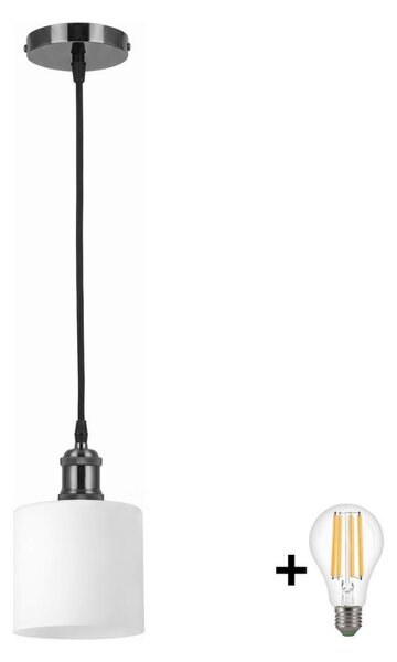 BRILAGI - LED Висяща лампа на кабел RETRO GLASS 1xE27/60W/230V Ø 10 см черен/бял
