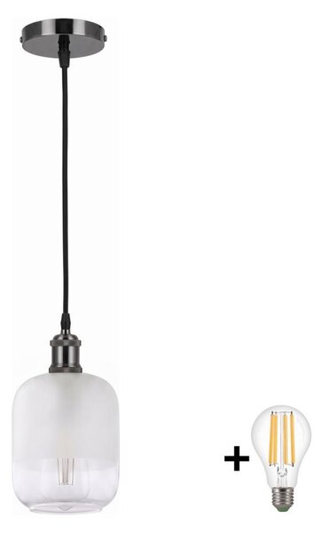 BRILAGI - LED полилей на кабел RETRO GLASS 1xE27/60W/230V диам. 14 cm черен/бял