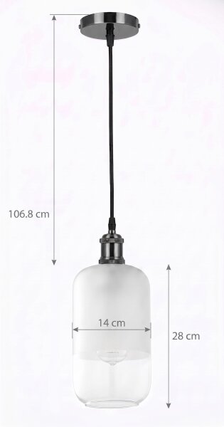 BRILAGI - LED полилей на кабел RETRO GLASS 1xE27/60W/230V Ø 14 см черно/бяло