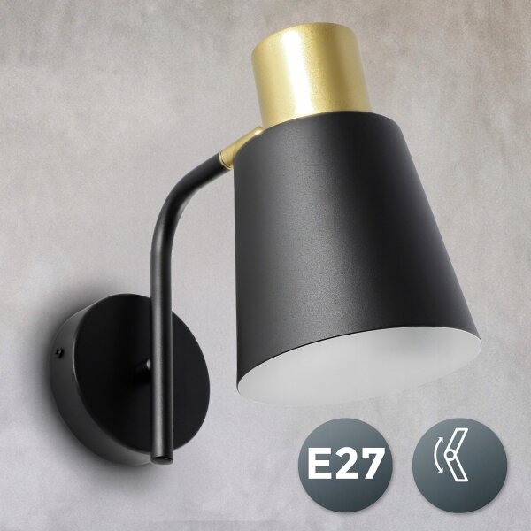 Стенна лампа 1xE27/20W/230V черна/златна
