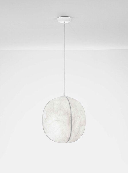 Бяло метално висящо осветително тяло с текстилен абажур ø 42 cm Pierida – Nova Luce