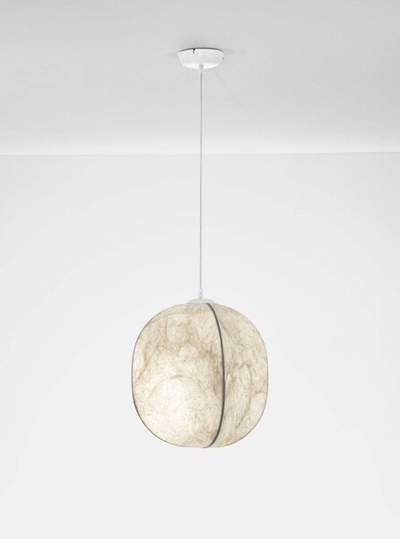 Бяло метално висящо осветително тяло с текстилен абажур ø 42 cm Pierida – Nova Luce