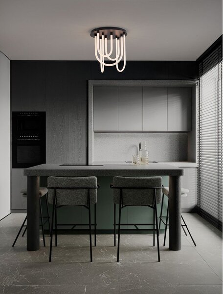 Бяло/матово черно стоманено LED затъмняващо се осветително тяло за таван с абажур от акрилно стъкло Topaz – Nova Luce