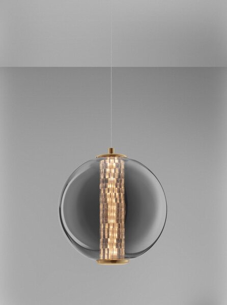 Сиво метално LED висящо осветително тяло със стъклен абажур ø 22 cm Navi – Nova Luce