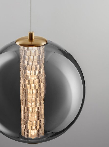 Сиво метално LED висящо осветително тяло със стъклен абажур ø 22 cm Navi – Nova Luce