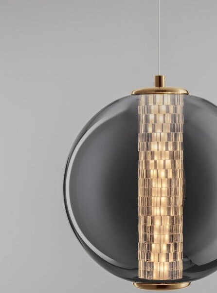 Сиво метално LED висящо осветително тяло със стъклен абажур ø 22 cm Navi – Nova Luce