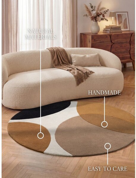 Вълнен кръгъл килим в цвят кафяв коняк ø 160 cm Ruvia – Villeroy&Boch