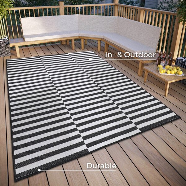 Черно-бял килим за открито и закрито 80x150 cm Viela – Hanse Home