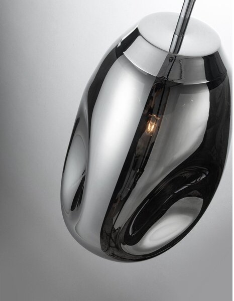 Стъклено висящо осветително тяло в блестящо сребрист цвят ø 22 cm Lava – Nova Luce