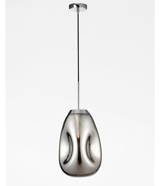 Стъклено висящо осветително тяло в блестящо сребрист цвят ø 22 cm Lava – Nova Luce