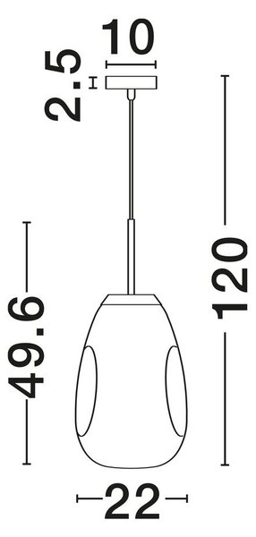 Стъклено висящо осветително тяло в блестящо сребрист цвят ø 22 cm Lava – Nova Luce