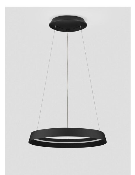 Матово черно алуминиево LED затъмняващо се висящо осветително тяло с абажур от акрилно стъкло ø 45 cm Ormi – Nova Luce