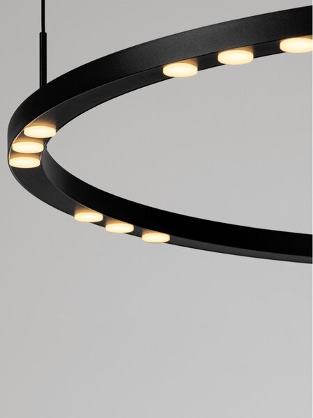 Матово черно алуминиево LED затъмняващо се висящо осветително тяло ø 80 cm Lunette – Nova Luce