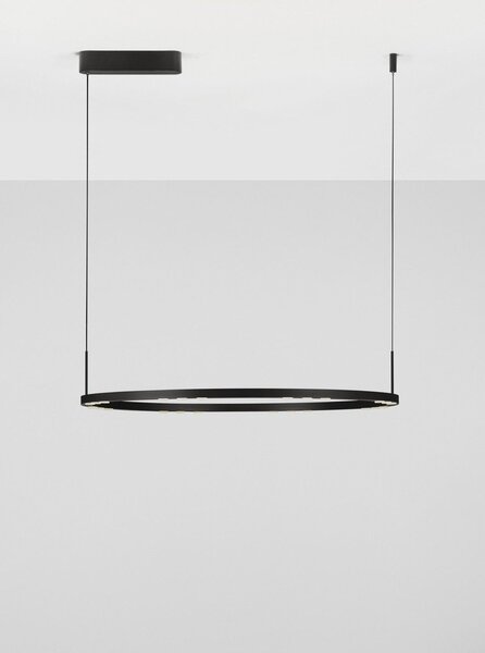 Матово черно алуминиево LED затъмняващо се висящо осветително тяло ø 80 cm Lunette – Nova Luce