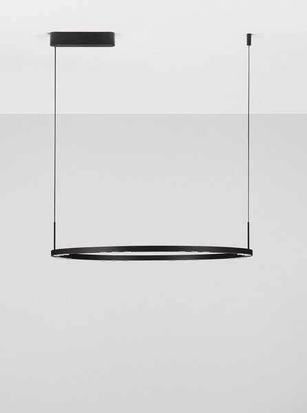 Матово черно алуминиево LED затъмняващо се висящо осветително тяло ø 80 cm Lunette – Nova Luce
