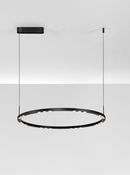 Матово черно алуминиево LED затъмняващо се висящо осветително тяло ø 80 cm Lunette – Nova Luce