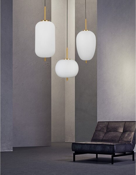 Бяло/в месингов цвят стъклено висящо осветително тяло ø 27 cm Lato – Nova Luce